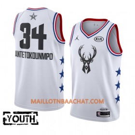 Maillot NBA Milwaukee Bucks Giannis Antetokounmpo 34 2019 All-Star Jordan Brand Blanc Swingman - Enfant